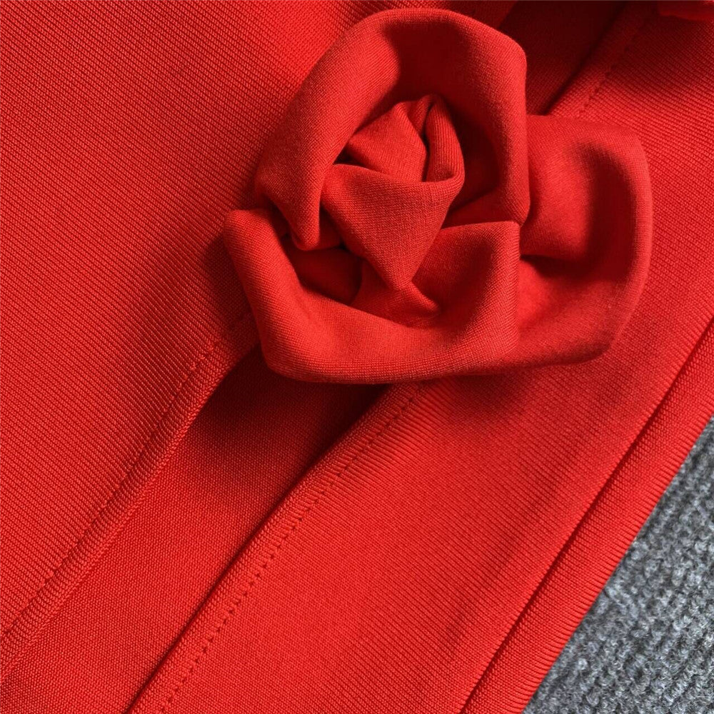 Red Rose High-Slit Maxi Skirt