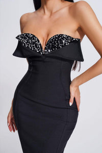 Black Sequin Tube Maxi Dress
