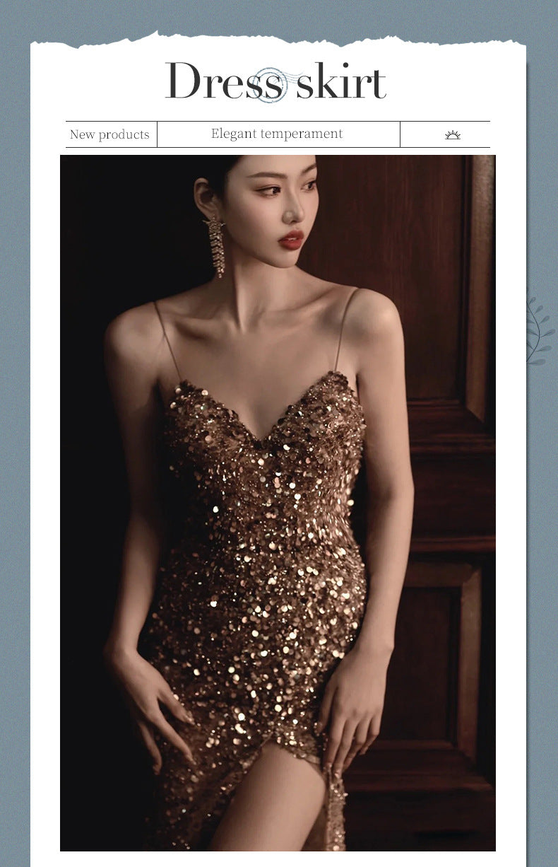 High-Slit Sling Celebrity Party Maxi Dress