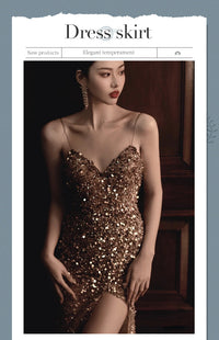 High-Slit Sling Celebrity Party Maxi Dress