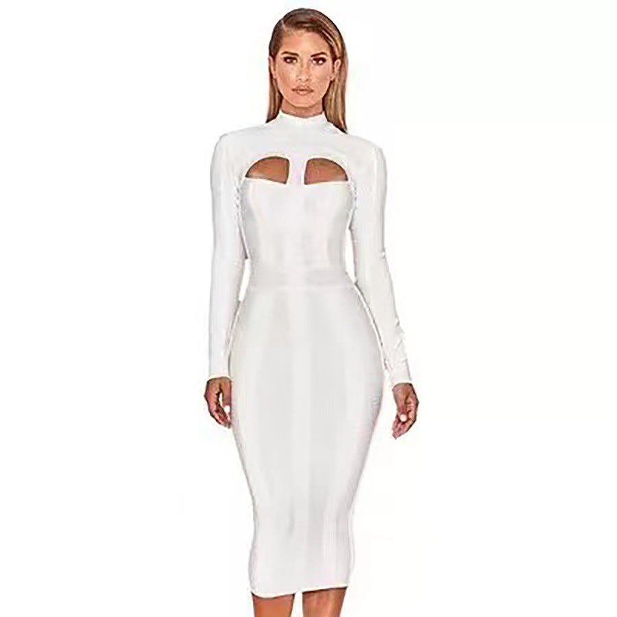 Cutout Long Sleeve Bandage Dress