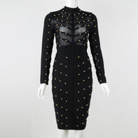 Mesh Long Sleeve Bandage Party Dress