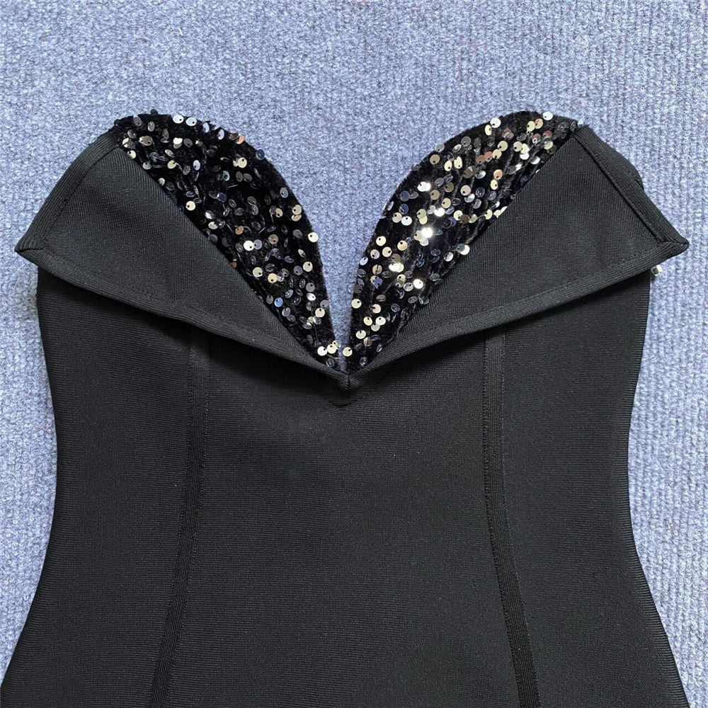 Black Sweetheart Bandage Midi Dress