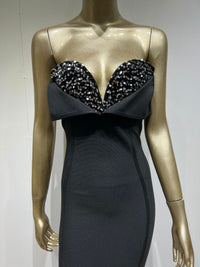Black Sweetheart Bandage Midi Dress