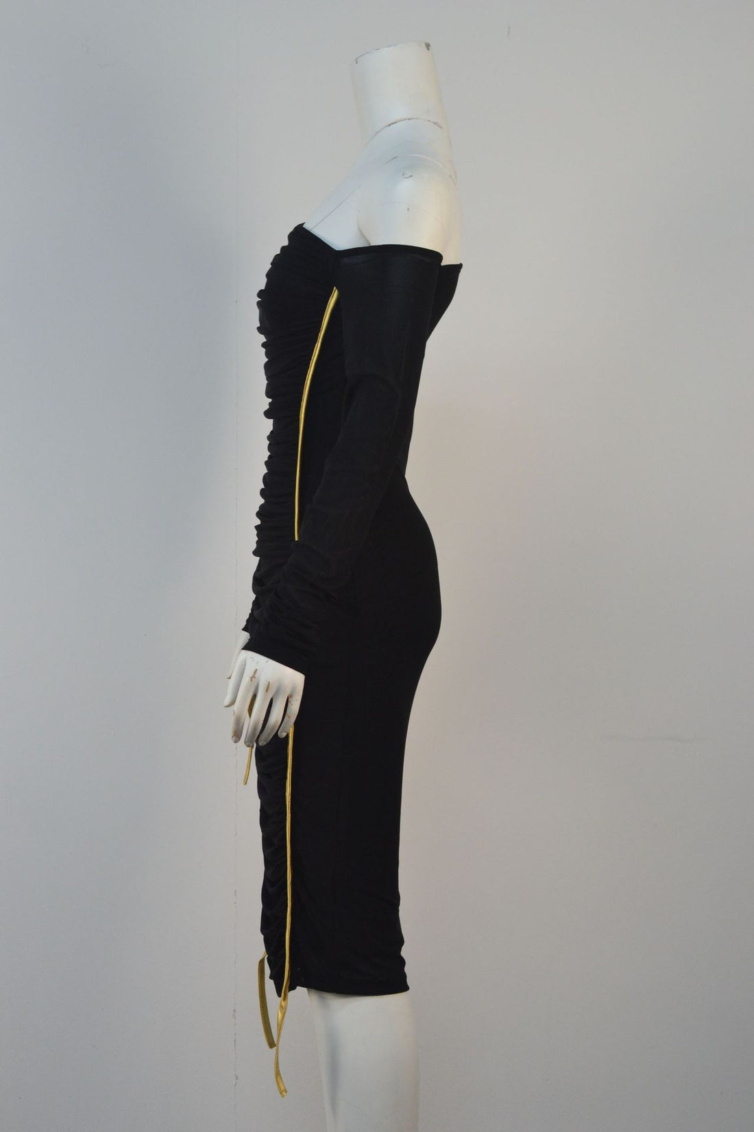 Mesh Cross-Shoulder Long Sleeve Party Dress