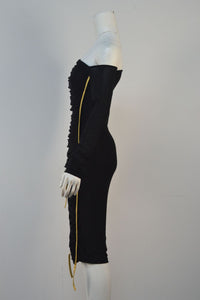 Mesh Cross-Shoulder Long Sleeve Party Dress