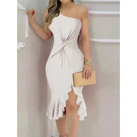 One-Shoulder Ruffle Backless Dress