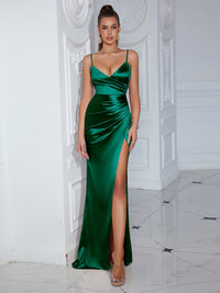 Backless Slit Slip Party Dress