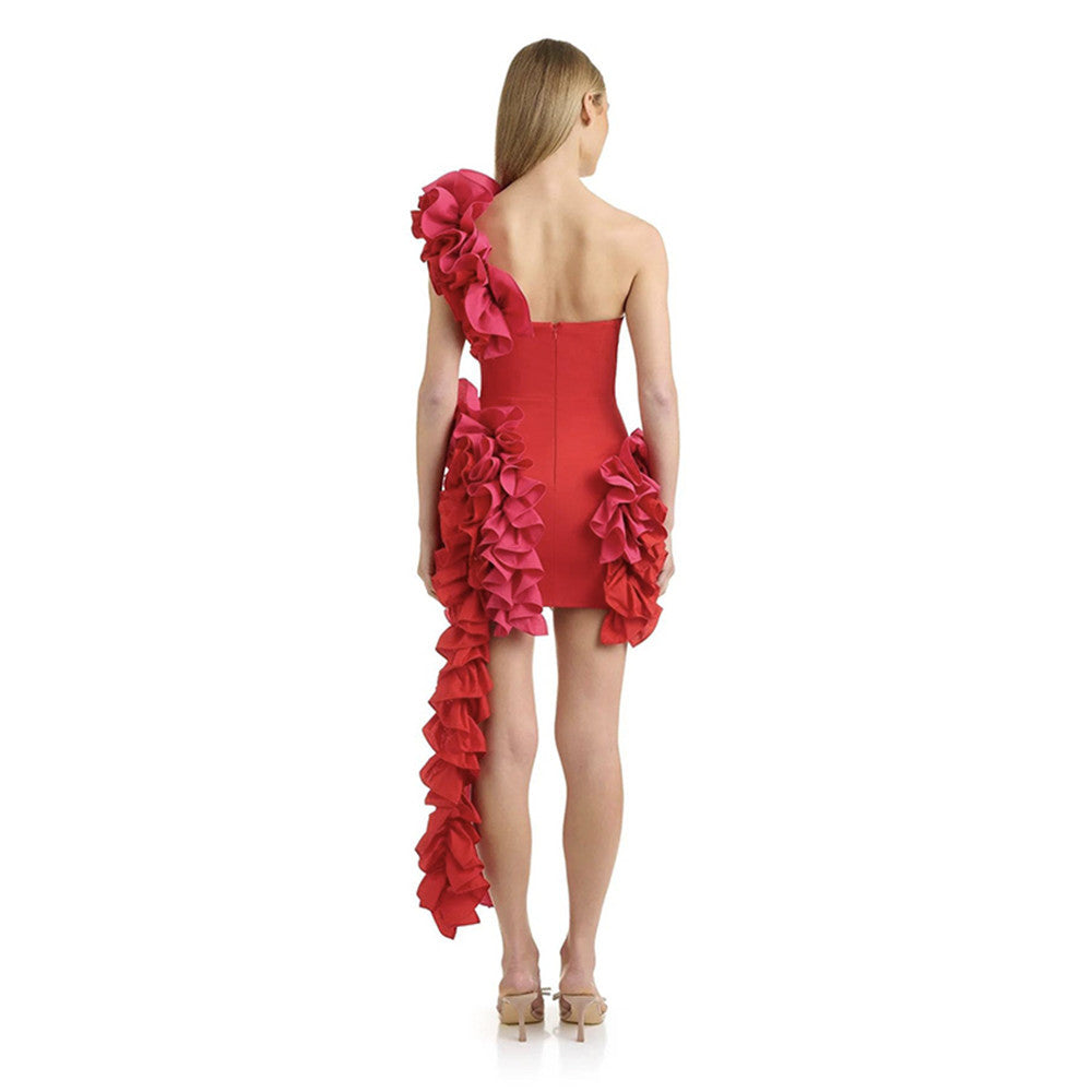 Pleated Lace Bandage Party Dress