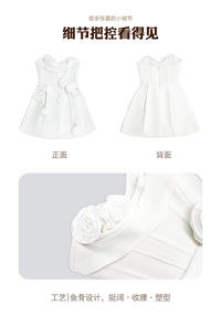 White Rose Strapless Mini Dress