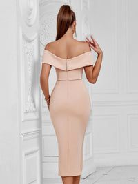 Off-Shoulder Short Sleeve Cocktail Dress