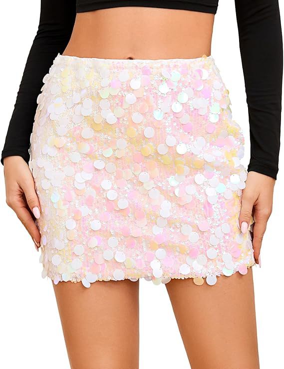 Silver Sequin Mini Skirt