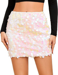 Silver Sequin Mini Skirt