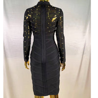 Mesh Long Sleeve Bandage Party Dress