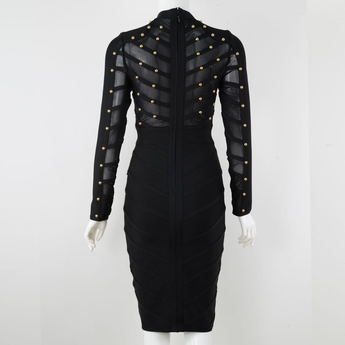 Mesh Long Sleeve Bandage Party Dress
