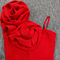 Red Ruffle Bandage Mini Dress