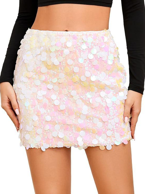 Silver Sequin Mini Skirt
