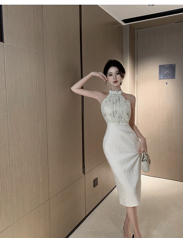 Halter Petal-Stitch Party Dress