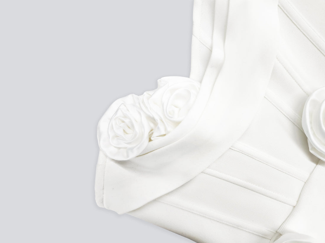 White Rose Strapless Mini Dress