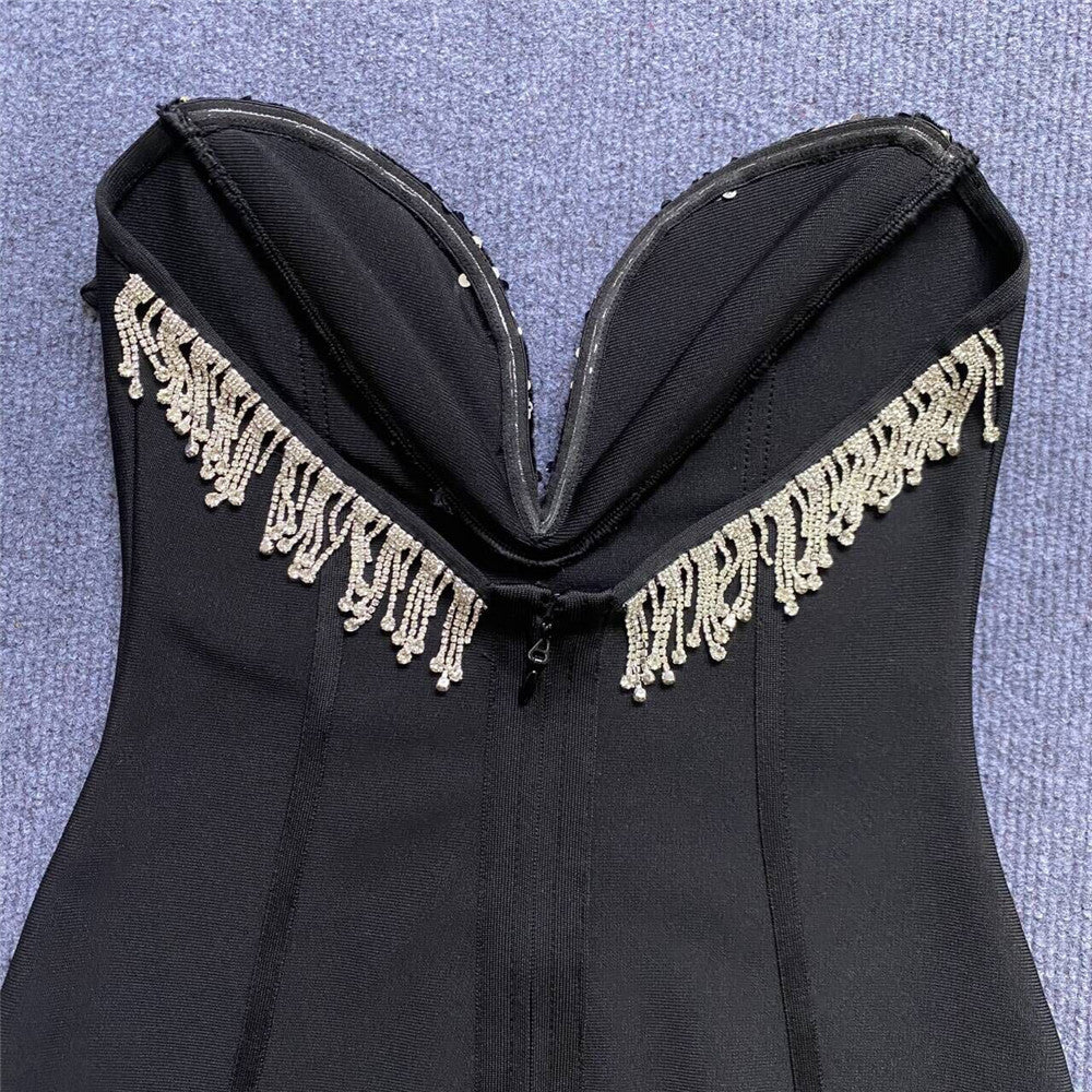 Black Sweetheart Bandage Midi Dress