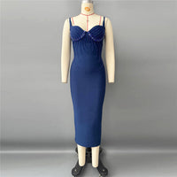 V-Neck Beaded Bandage Party Dress
