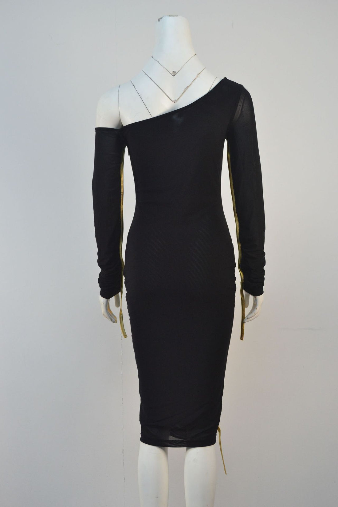 Mesh Cross-Shoulder Long Sleeve Party Dress