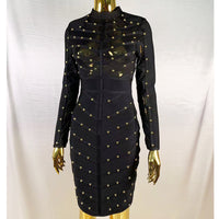 Mesh Long Sleeve Bandage Party Dress
