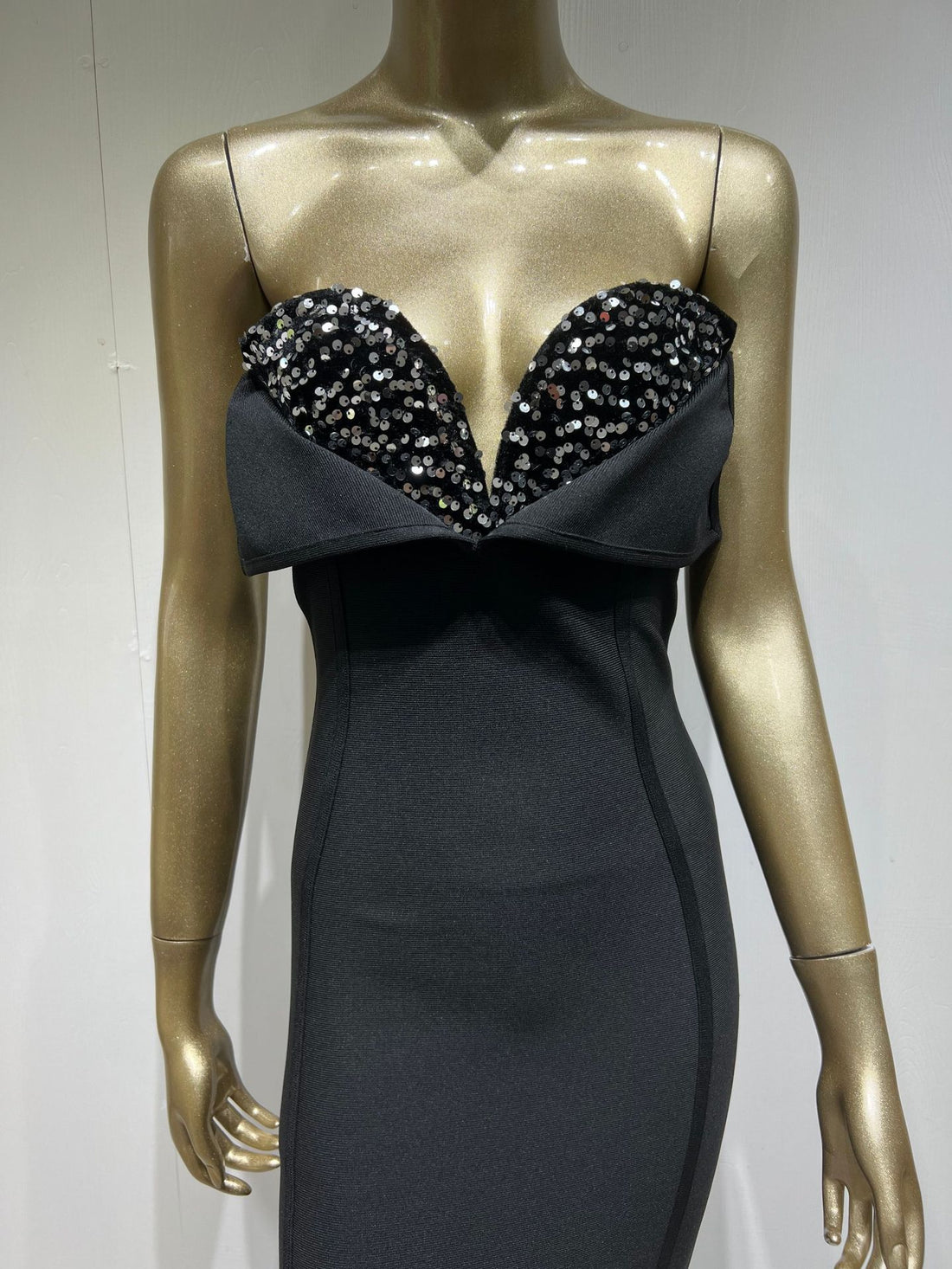 Black Sequin Tube Maxi Dress