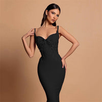 V-Neck Beaded Bandage Party Dress