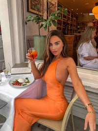 Orange One-Shoulder Cocktail Dress