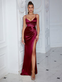 Backless Slit Slip Party Dress