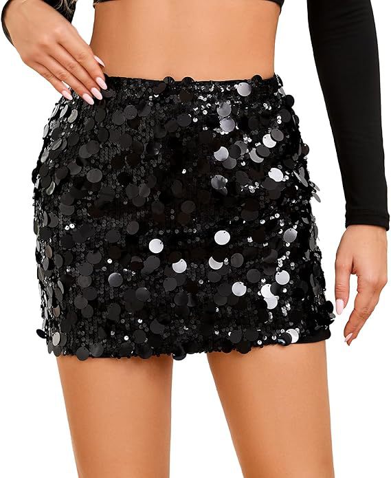 Silver Sequin Mini Skirt