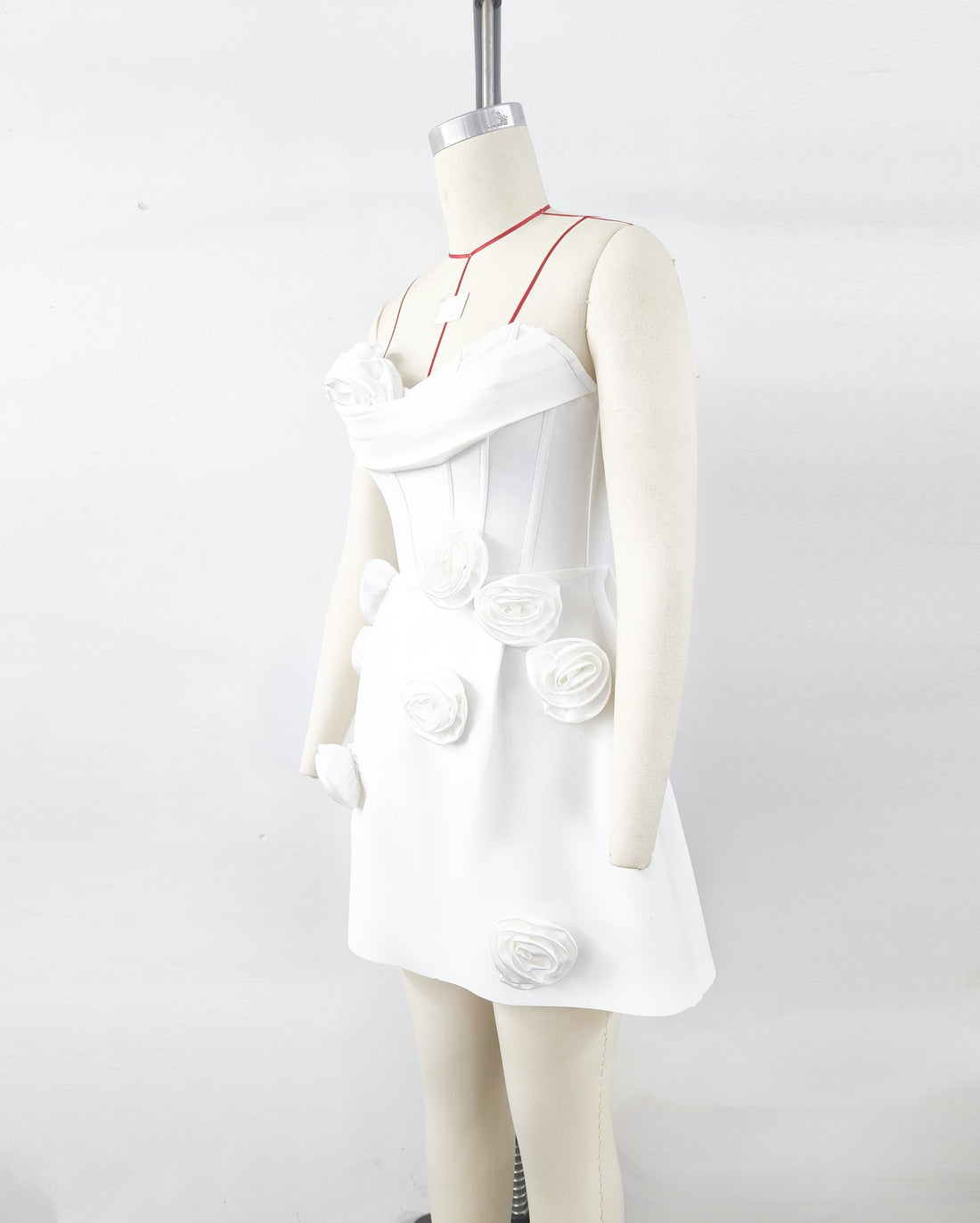 White Rose Strapless Mini Dress
