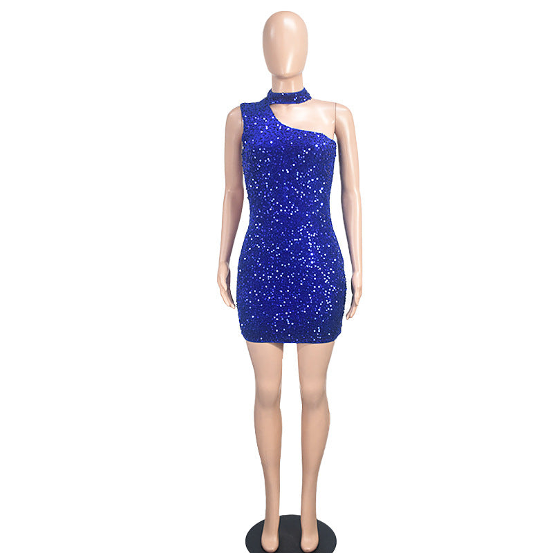 Halter Sequin Sheath Party Dress