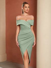 Off-Shoulder Short Sleeve Cocktail Dress