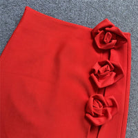 Red Rose High-Slit Maxi Skirt