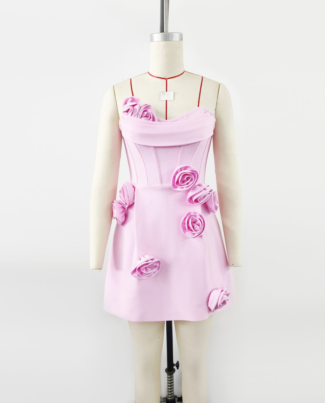 White Rose Strapless Mini Dress