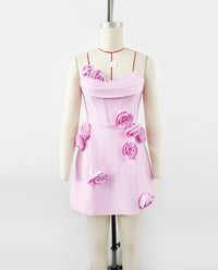 White Rose Strapless Mini Dress