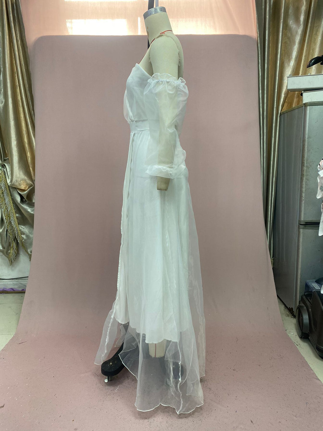 Long Sleeve Chiffon Mid-Waist Party Dress