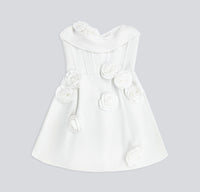White Rose Strapless Mini Dress