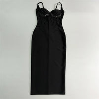 V-Neck Beaded Bandage Party Dress
