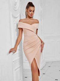 Off-Shoulder Short Sleeve Cocktail Dress