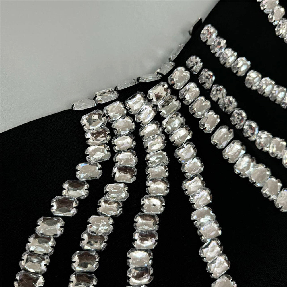 Rhinestone Bandage Evening Dress