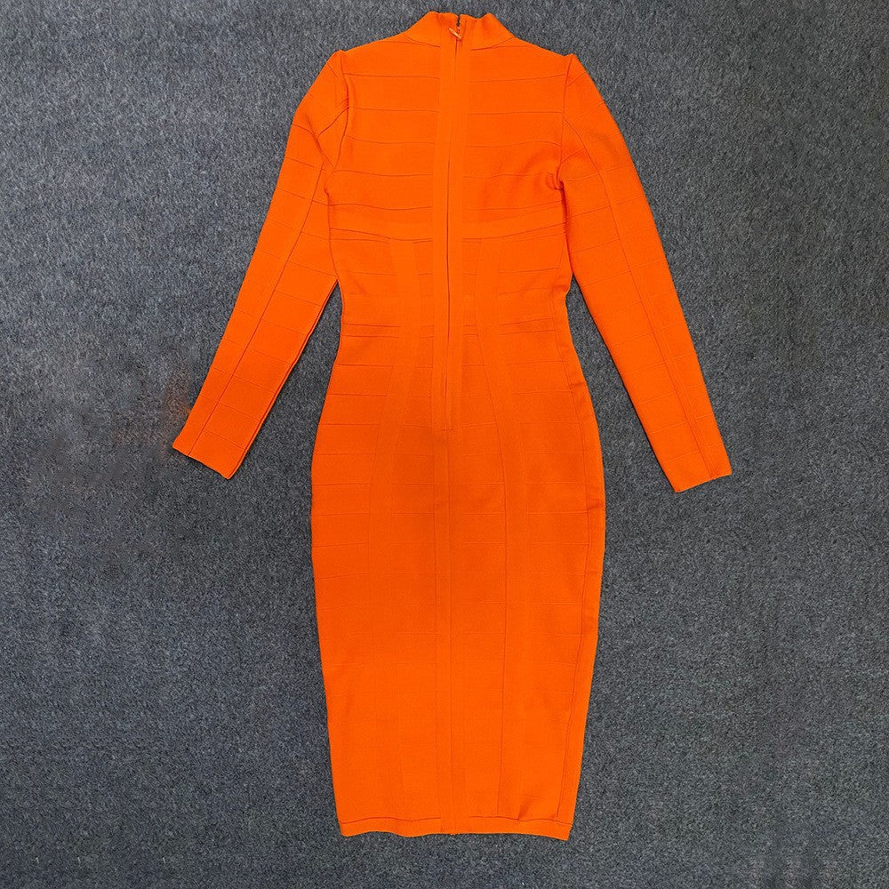 Cutout Long Sleeve Bandage Dress