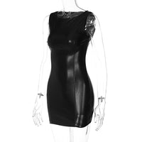Black PU Leather Mini Dress