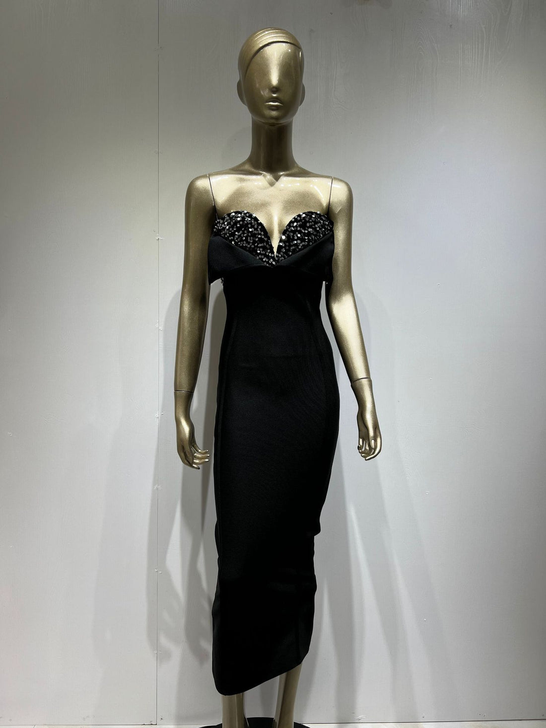 Black Sequin Tube Maxi Dress