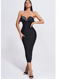 Black Sweetheart Bandage Midi Dress