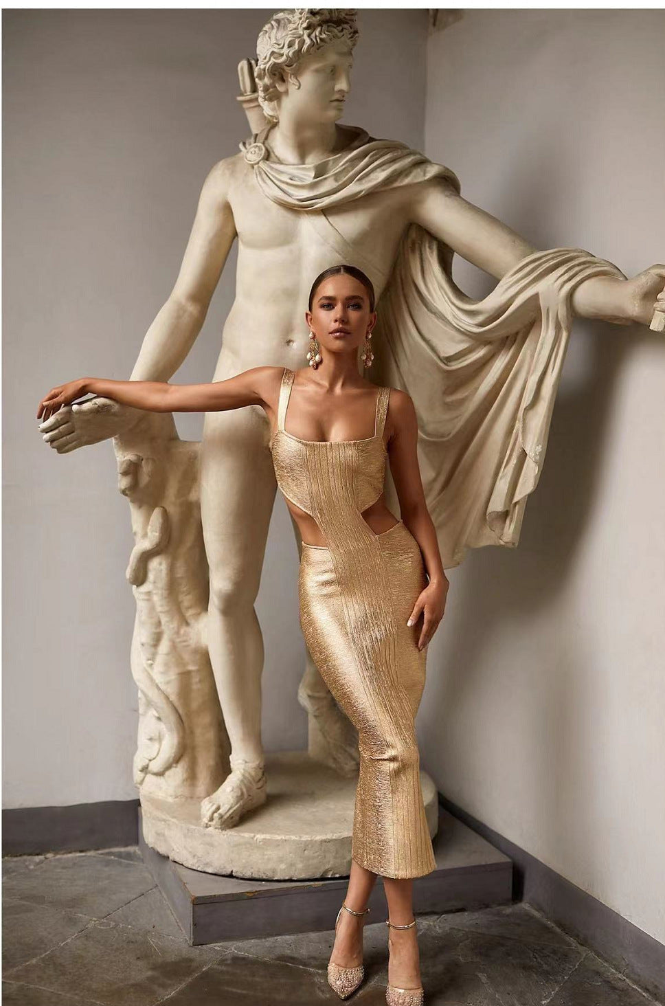 Bronzed Bandage Banquet Dress