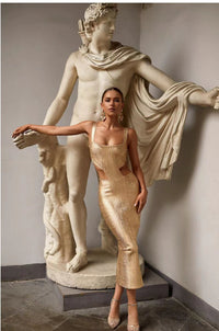 Bronzed Bandage Banquet Dress