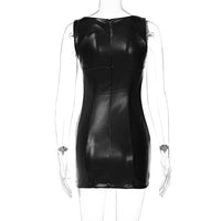 Black PU Leather Mini Dress